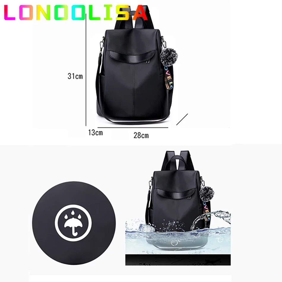 Waterproof Casual Women Backpack Purse Anti-theft Oxford Rucksack Mochila Hairball Tassel School Shoulder Bag for Teenagers Girl