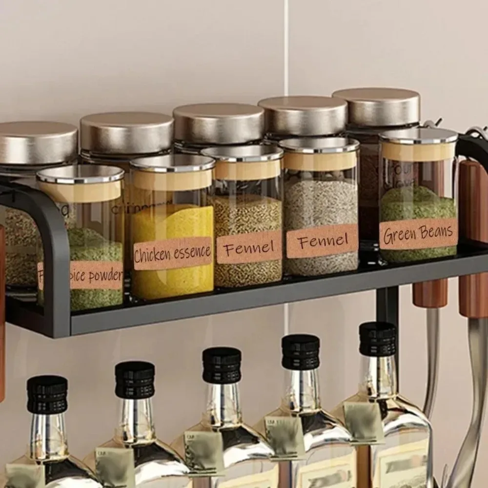 36/96pcs Self-adhesive Cork Wooden Labels Stickers Removable No Glue Marks Spice Jar Label Stickers Waterproof DIY