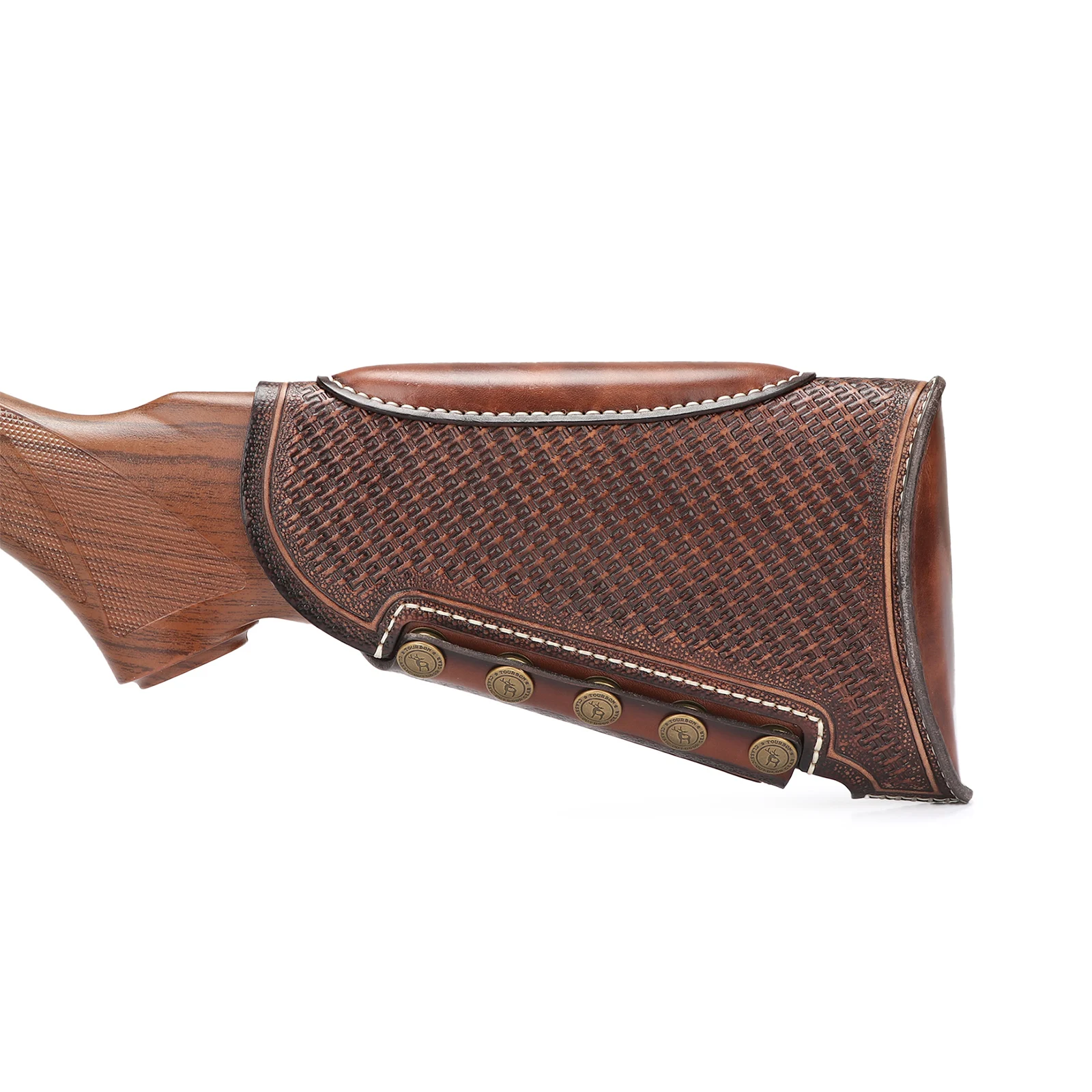 Imagem -04 - Tourbon Leather Gun Buttstock Cover Rifle Cheek Rest Riser com Armas de Fogo Suporte de Cartuchos Brown Hunting Acessórios