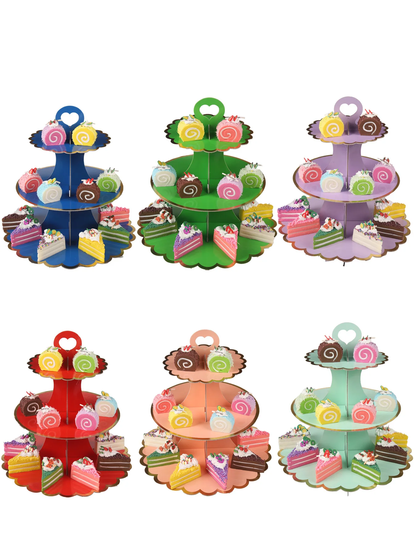 Three-layer paper hot cake stand Birthday party dress cake decoration wedding dessert stand