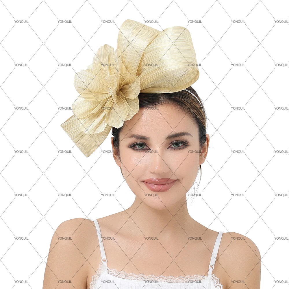 

Элегантная шелко-льняная повязка на голову с цветком для женщин, свадебная вечеринка, модные аксессуары для волос, женские свадебные ленты для волос, головные уборы