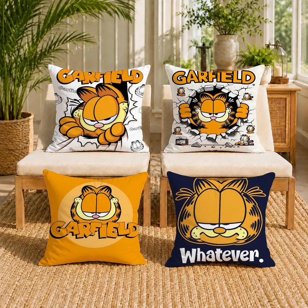 Anime G-Garfield Cute Cartoon Cushion Cover Soft Short Plush Double-Sided Print Throw Pillow Case Home Decor Gift