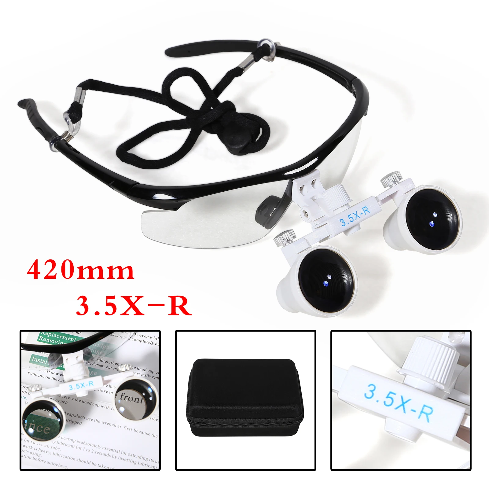 4 Colors Dental Portable Medical Binocular Loupes 3.5X 420mm Optical EyeGlass Magnifying Loupe
