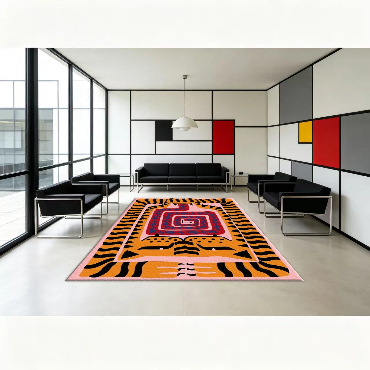 Abstract Geometric Totem Art Carpet Bohemian Style Bright Color Home Interior Floor Decoration