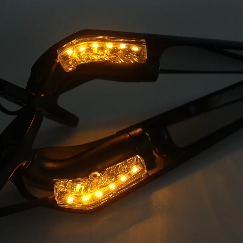 مرايا جناح الدراجة النارية مع إشارة الانعطاف LED مرايا خفية دوارة قابلة للتعديل مرايا جانبية للرؤية الخلفية ضوء كهرماني لهوندا #4