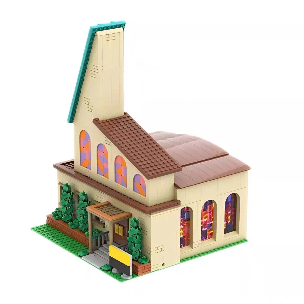 Bloques MOC City House Anime Simpsoned Modular Springfield Iglesia arquitectura modelo Kit de bloques de construcción rompecabezas DIY juguete regalo para niños
