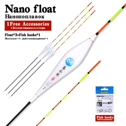 3PCS Nano Floats+1 Bag Hooks+1 Buoy Seat Lake River Bobber Vertical Fishing Buoy Composite Nano Floats Fishing Tackle Tools