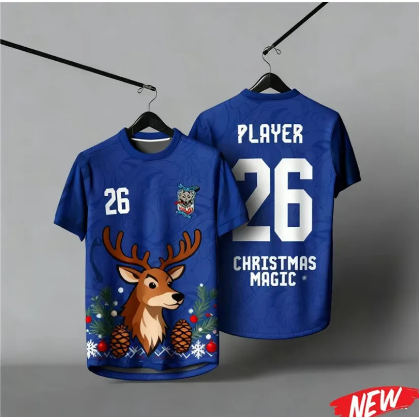 Merry Christmas Retro Collar T-Shirt - Perfect for Family Activities 2025