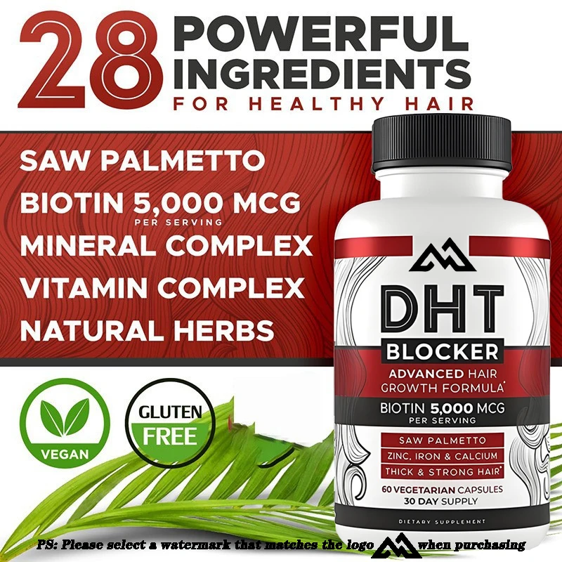 DHT Blocker Capsules 60 Capsules Containing Biotin Saw Palm Hair Growth Thicker and Longer Male and Female Supplements