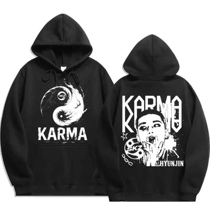 

KPOP's Fourth Album KARMA Plus-size Hooded Sweatshirt for Both Men and Women, FELIX Han Trendy Casual Hooded Sweatshirt Top