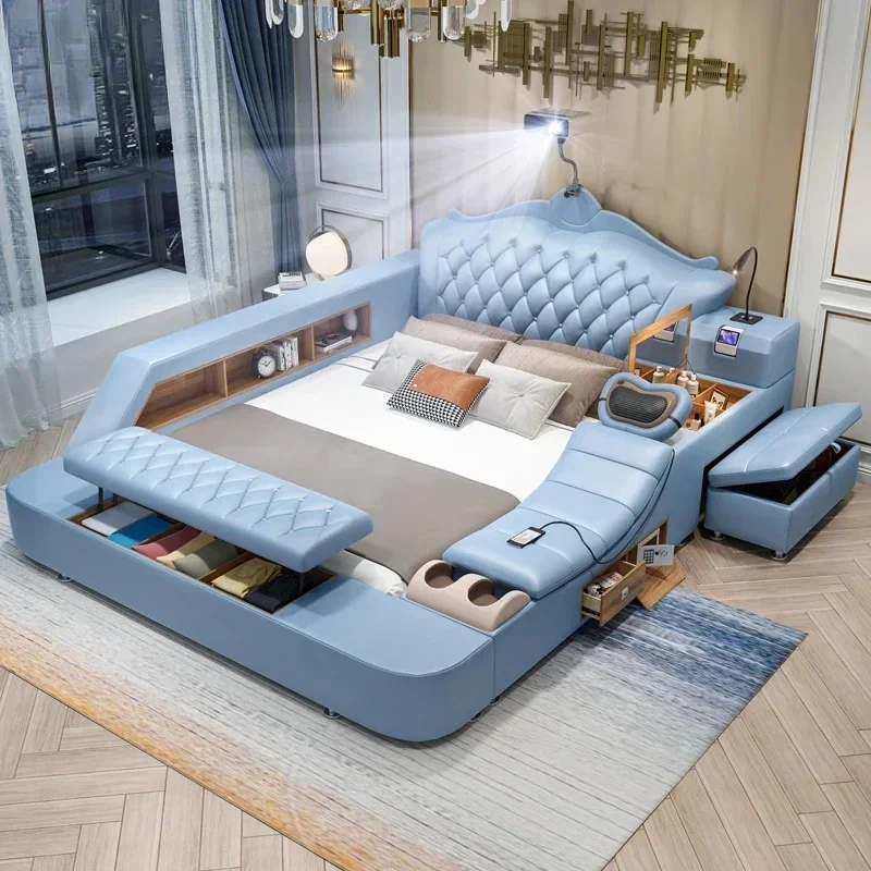 

Современная мебель для спальни Cama, большая двуспальная кровать с выдвижными ящиками, роскошная многофункциональная кровать в скандинавском стиле, массажное кресло