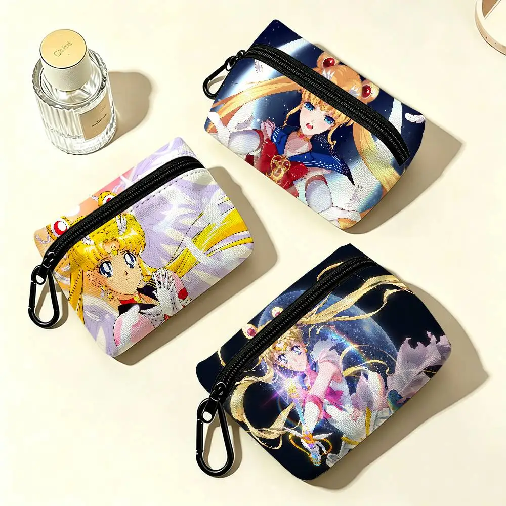 Magical Girl Anime S-Sailor M-Moon Wear-resistant Oxford Cloth Coin Purse Portable Backpack Hanging Card Storage Bag