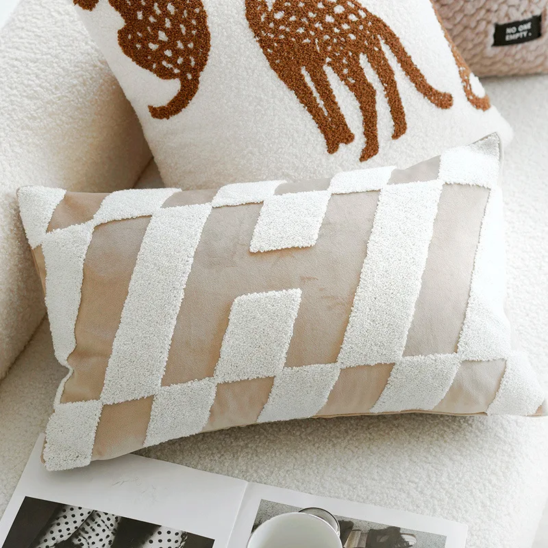 30X50/45x45CM French Animal Throw Pillow Cover Brown Light Luxury Stamping Waist Cushion Cover Decor Home Decorative Pillowcase