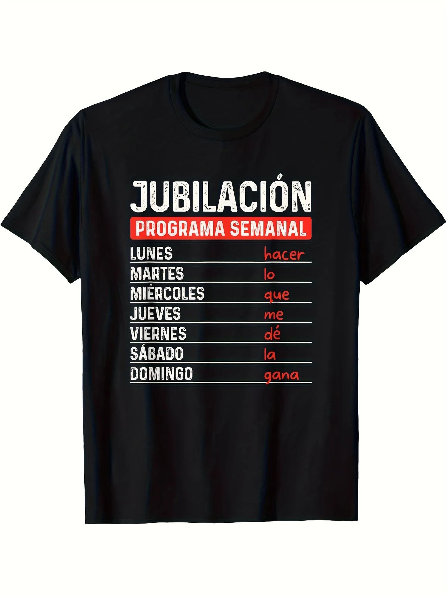 2026 Funny Retirement 2025 Quote Men's T-Shirt - Jubilacion Design, Black with Red & White Print, Casual Summer Tee for Retired