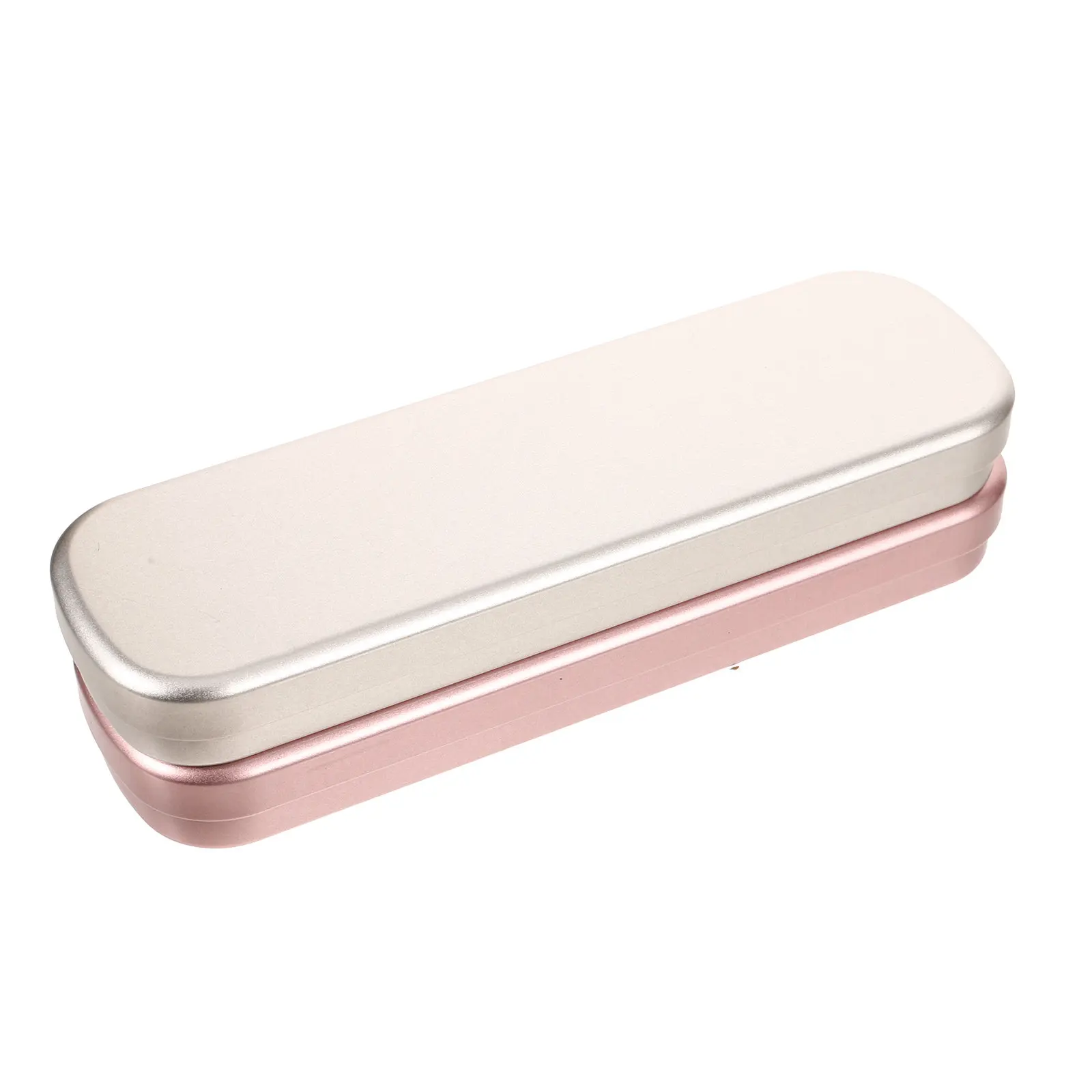 2Pcs Metal Pen Case Sturdy Tinplate Construction Clamshell Opening Portable Student Pencil Organizer Desktop School Office