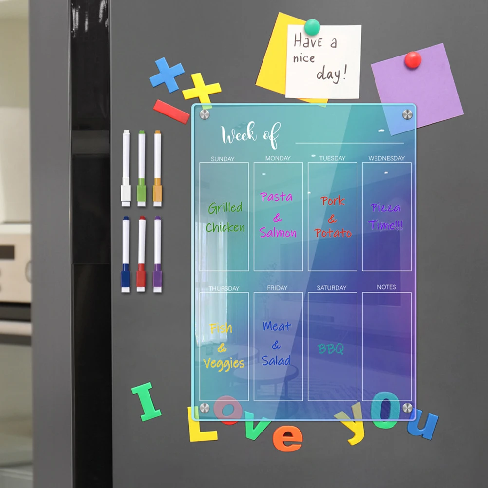 Notepad Pen Set Weekly Planner Board Fridge Schedule Calendar for Refrigerator Magnet Home Kitchen Memo Office