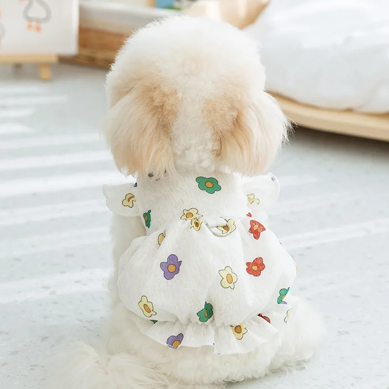 Yorkshire Bichon Dress Pet Cute Printed Skirt Spring Summer Puppy Clothes Anti-shedding Dog Clothes Pet Supplies