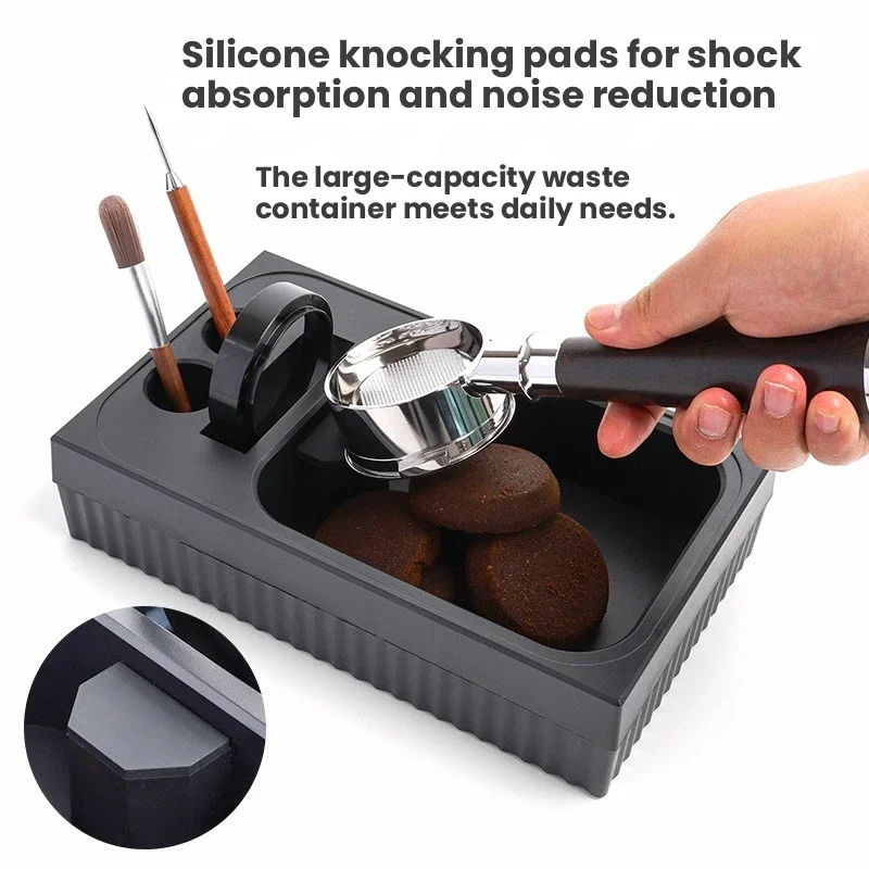 Espresso grounds tapping box multifunctional coffee storage station, anti slip base, home coffee shop coffee waste container