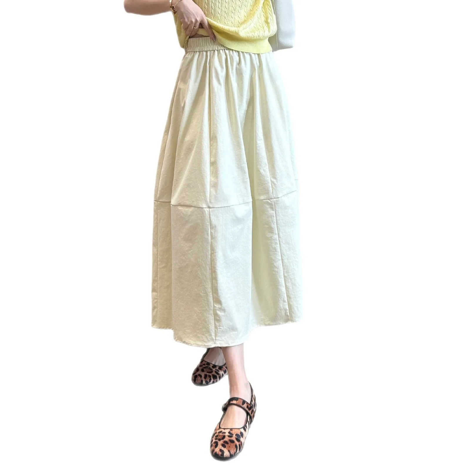 Skirts Women Mid Length Skirt A Line Elastic Waist Slim Fit Elegant Splice Y2k Streetwear Work Casual Solid Regular 2026 Summer