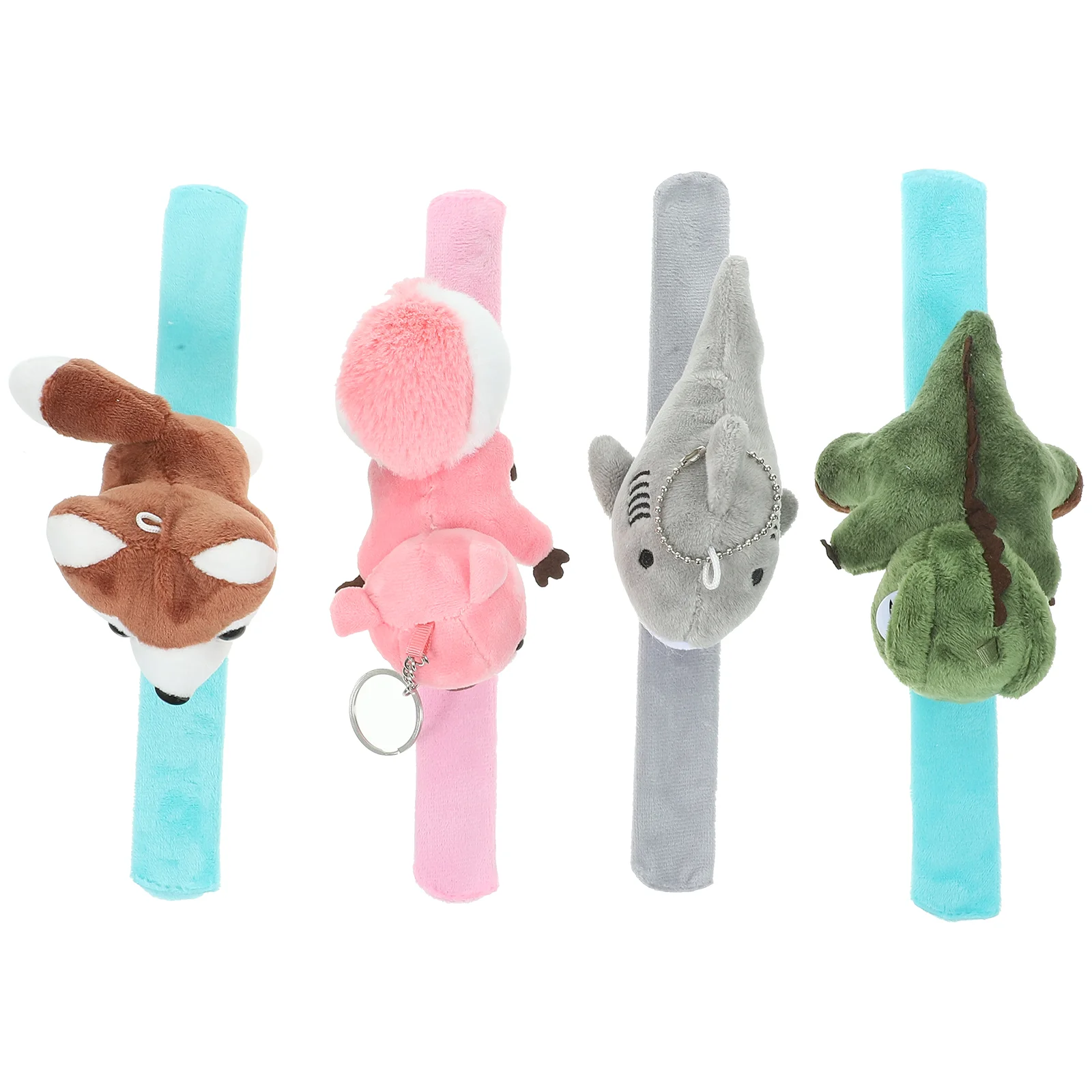 4 Pcs Dinosaur Shark Bracelet Animal Themed Wristband Slap Bracelets Gift Party Supplies Plush For Decor Cartoon Style Squirrel