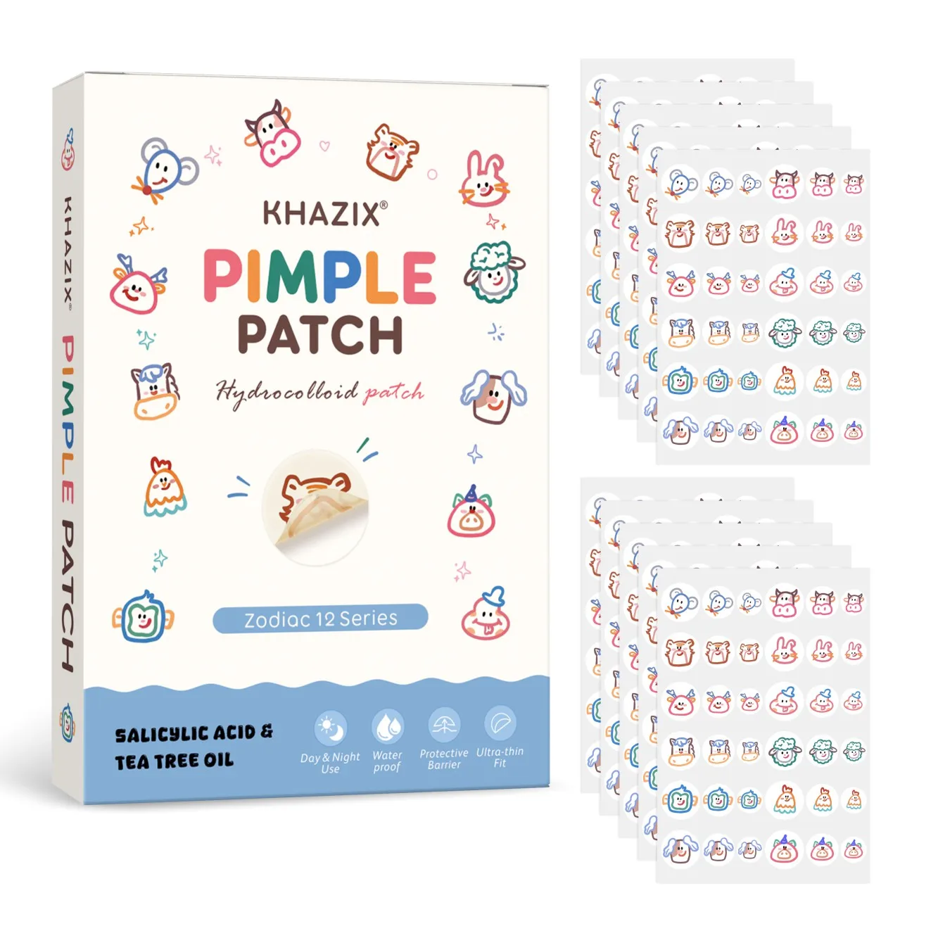 72/180 pieces of various-shaped cute acne patches, facial acne patches, concealment patches and acne patches, ultra-thin typ