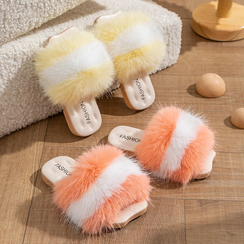 Children Winter Girls Platform Kids Plush Slippers Home Indoor Non-Slip Warm Cute  Schoolgirl Princess Shoes 3-12 Years