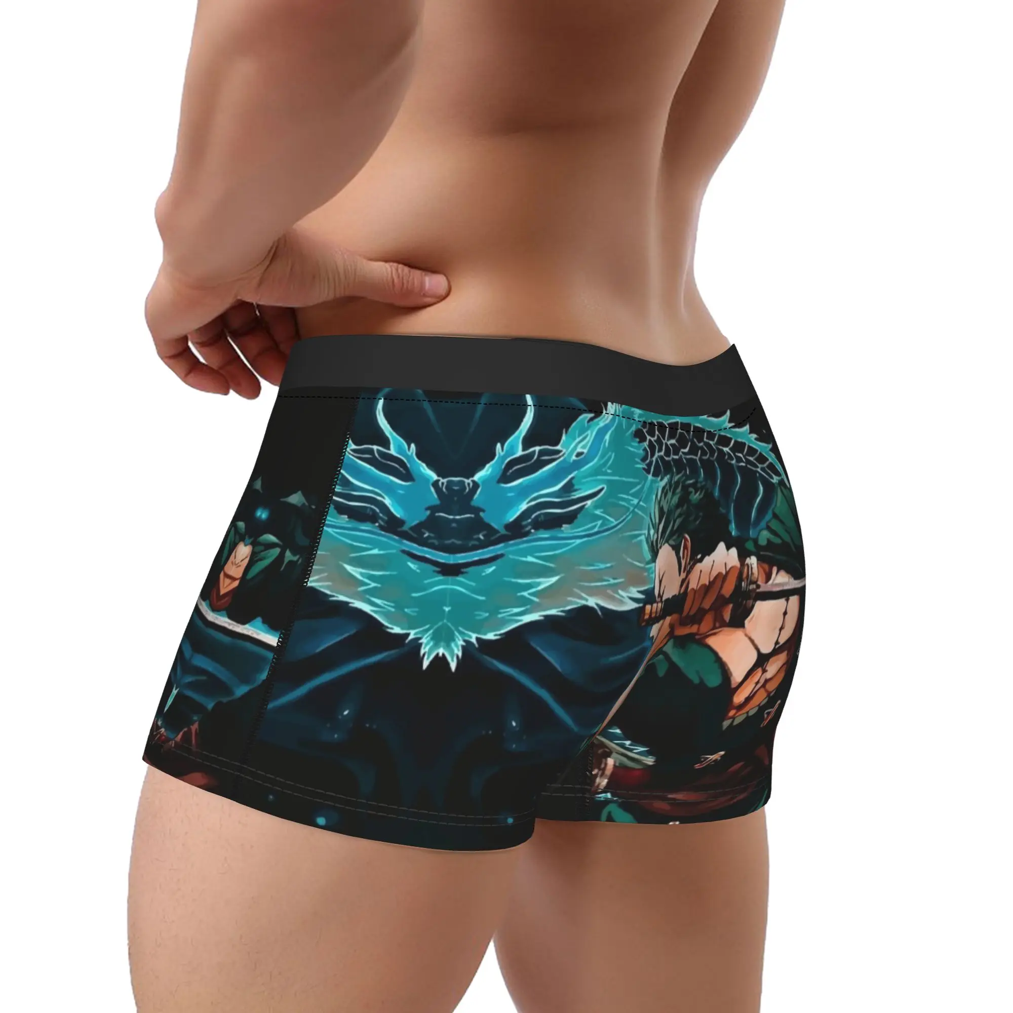 Men Boxer Briefs Shorts Panties Japanese Anime  Polyester Underwear One Pieces Japan Manga Male Printed Plus Size Underpants