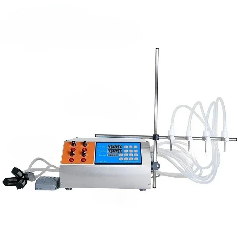Semi-auto Liquid Vial Desk-top Filling Machine For Juice Beverage Soy Sauce Oil Perfume 4 Heads Peristaltic Pump Filler