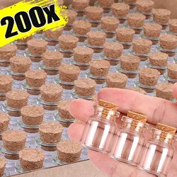 Clear Small Glass Bottles with Cork Stopper Tiny Vials Jars DIY Birthday Gift Home Christmas Wedding Party Decor Wishing Bottles
