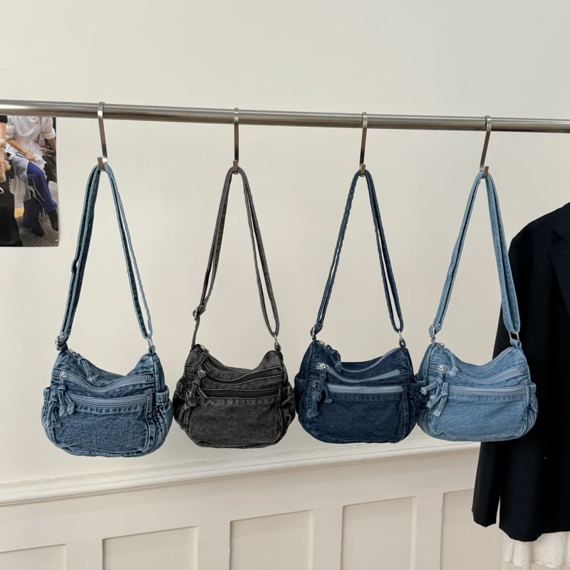Hot Sale Denim Solid Color Sewing Thread Youth Shoulder Bags for Women 2026 High Quality Single Sweet Versatile Crossbody Bags