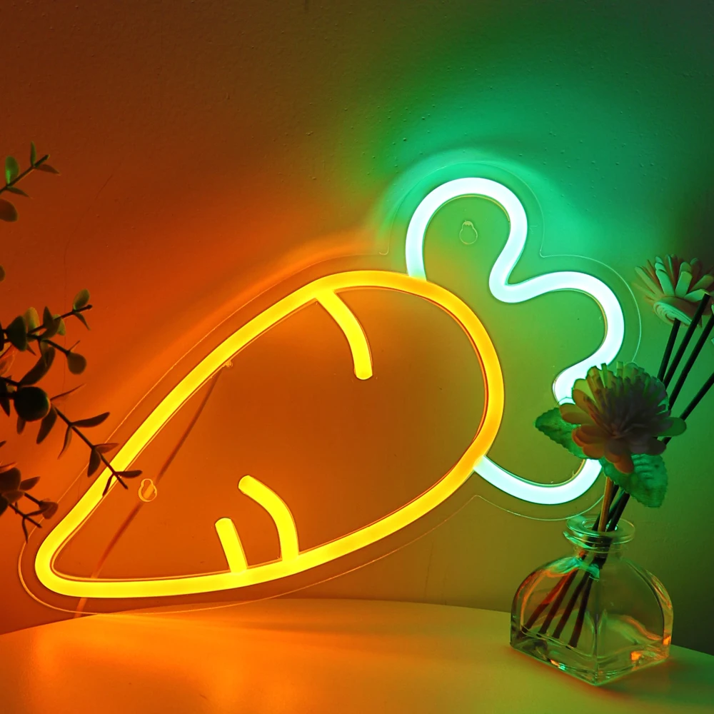 1pc Carrot LED Wall Art Neon Sign Light For Room Kitchen Party Shop Pub Club Decoration 12.01\'\'*6.5\'\'