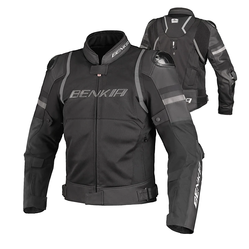 

BENKIA Motorcyclist Jacket Summer and Autumn Riding Jacket Mesh + Leather Anti-drop Breathable Motorcycle Riding Suit HDF-GL323