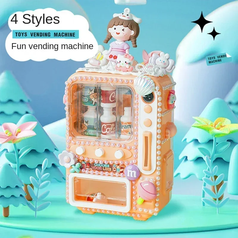 Mini Foods Simulation Self-service Beverage Vending Machine Kids Toys Miniature Dollhouse Accessories Kawaii  For DIY Game