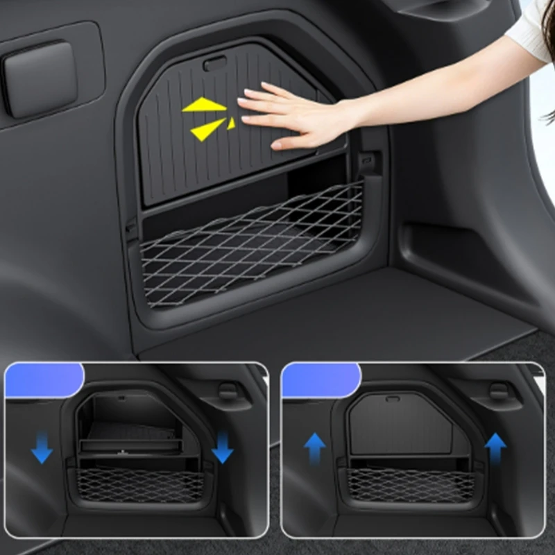 Textured ABS Trunk Storage Insert for Right Side Cargo Area, Covered Upper Section, Open Lower Tray and Practical Space for H9EE