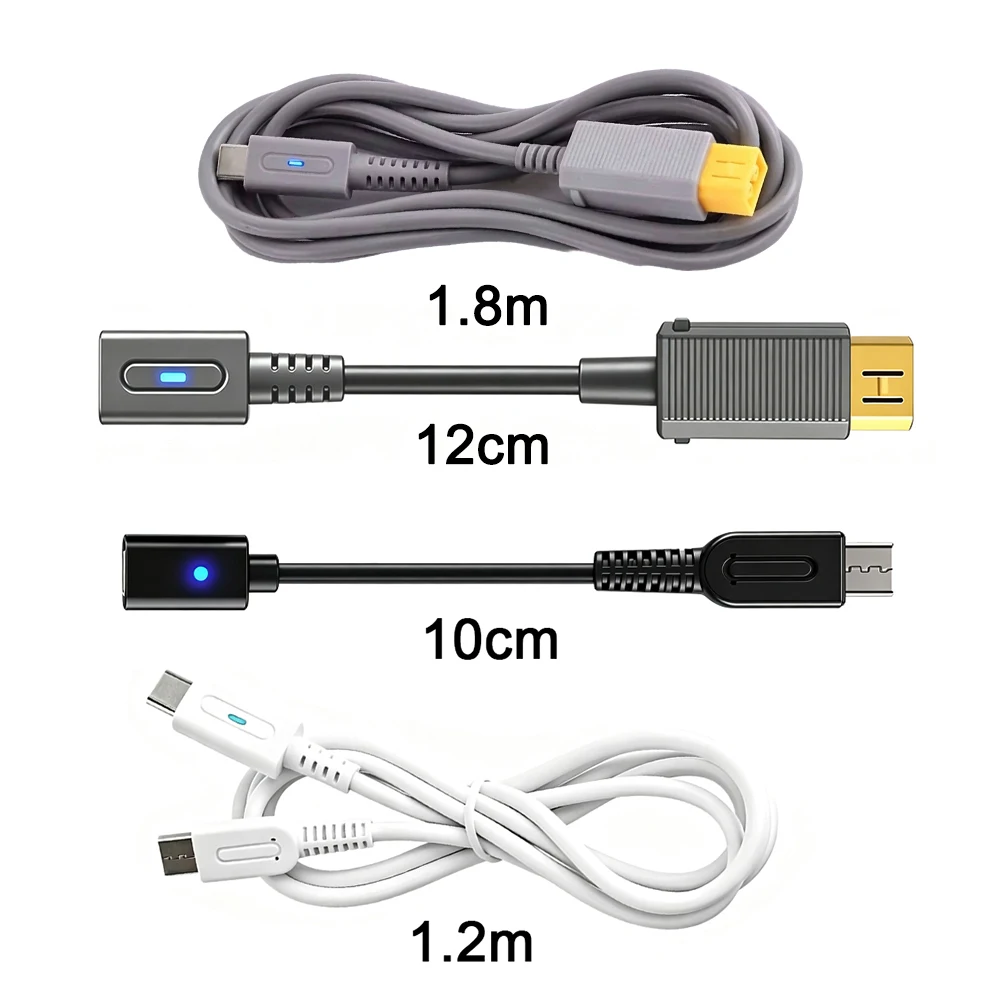 Type‑C Female To Wii U Game Console Controller Charging Cable 12cm 1.8m PD Power Cord 1.2m PD Fast Charger, 10cm Charging