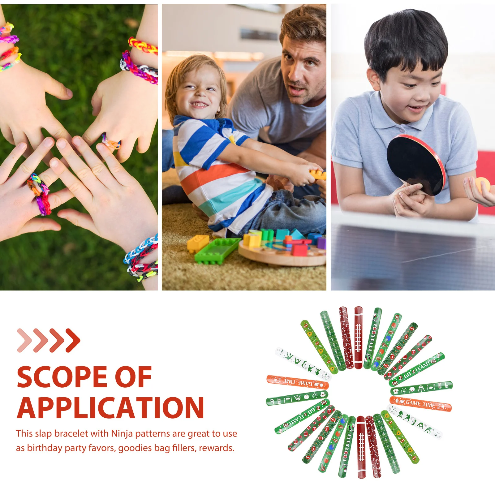 

24pcs Rugby Bracelets Wrist Circle For Party Favors Funny Slap Band For Festival Sports Themed Bracelet Slap Bands