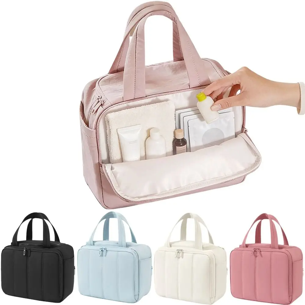 Large Capacity Travel Toiletry Bag Adjustable Dividers Waterproof Portable Cosmetic Pouch Mesh Pocket Multi-Compartments