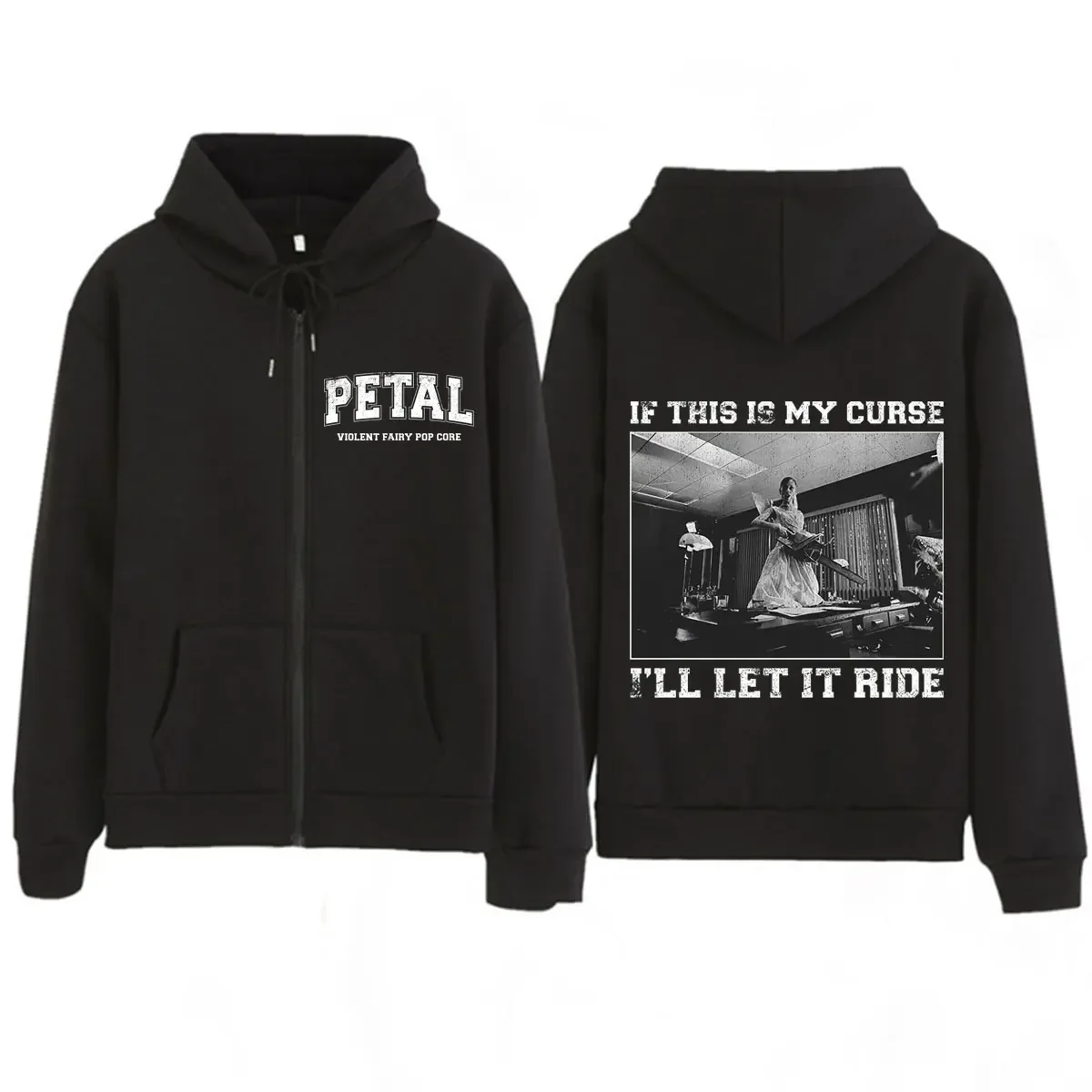 Ariana Grande Petal Core If This Is My Curse 2026 Graphic Zipper Hoodie Men Women Vintage Fashion Casual Zip Up Sweatshirts Tops