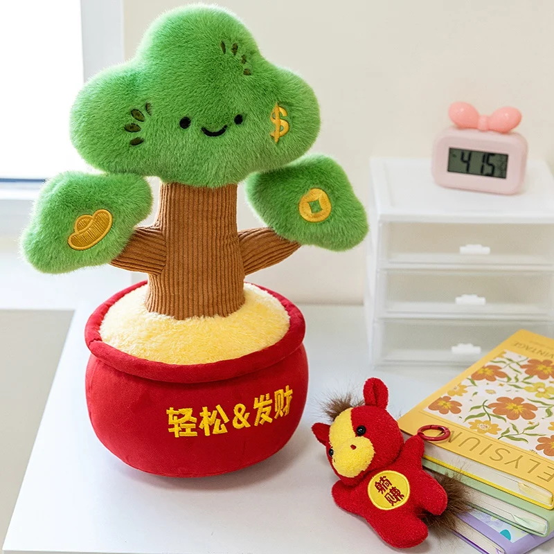 Vaso dos desenhos animados pinheiro brinquedo de pelúcia macio planta de pelúcia árvores verdes mangueira vermelha boneca criativa engraçado pinho decoração de ano novo presentes da menina