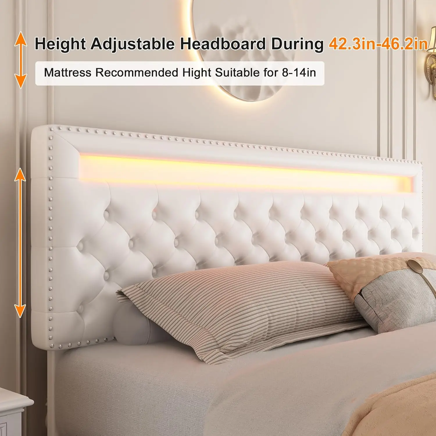 Queen Led Bed Frame With 4 Storage Drawers, With Smart Control Rgbw Led Lights Headboard Footboard, Control Diy Color, Box