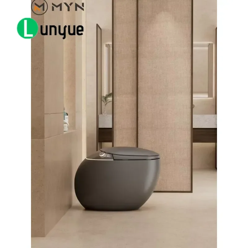Oval Floor Standing Smart Ceramic Toilet Automatic Electric Bidet with English Voice Control Intelligent Bathroom Fixture