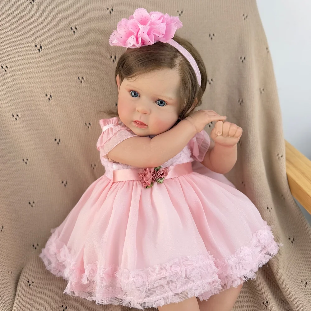 AONPENG Lifelike Reborn Baby Doll 48cm 19inch, 3D-Skin Cloth Body Lovely Princess Toddler Doll, Sweet Play Toy Perfect Birthday