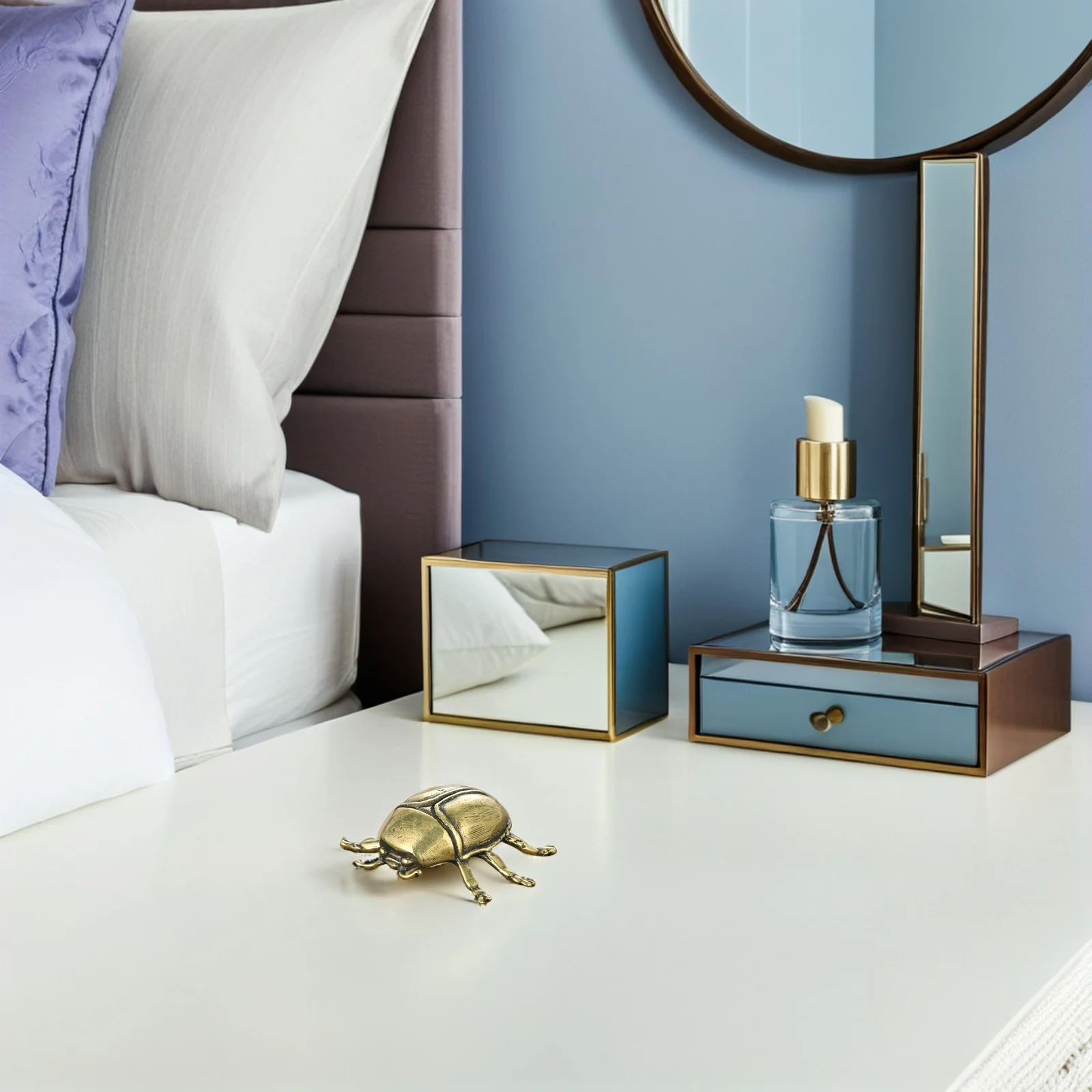 

Exquisite Brass Craft Beetle Ornament Desktop Decor for Home Office Indoor Tabletop Decoration Creative Brass Adornment