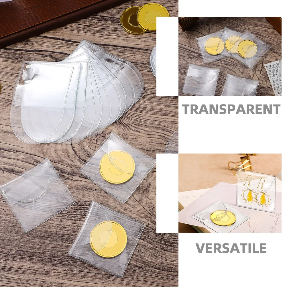 Sac de rangement pour pièces de monnaie, fournitures de collection, pocommuniste à bijoux, support de collection, étui en PVC, 50 pièces