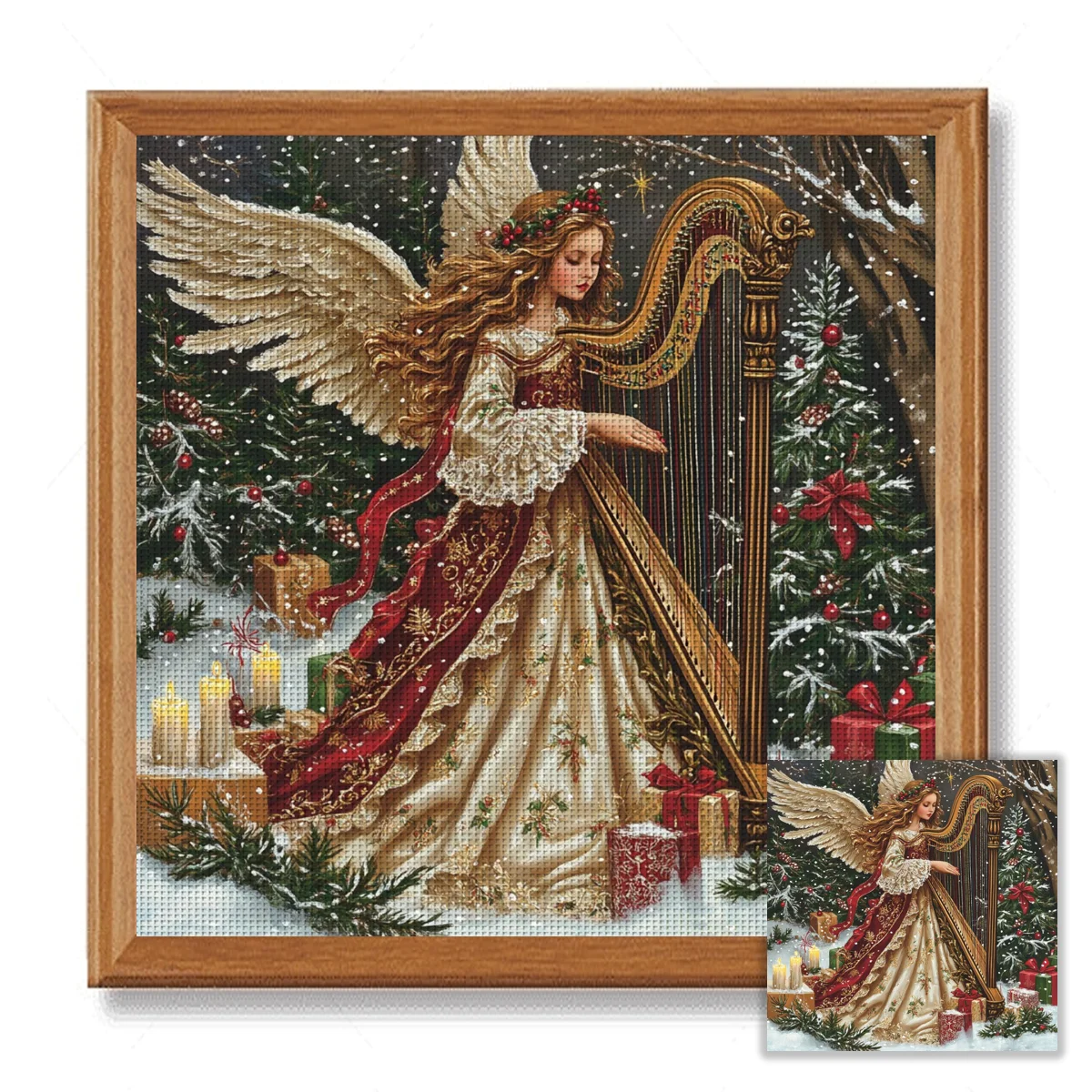 1 ensemble de kits de point de croix « Angel Princess » de 40x40 cm [15,7x15,7 pouces//50x50 cm 19,7x19,7 pouces], comprenant des dessins, des aiguilles, du tissu et des instructions.