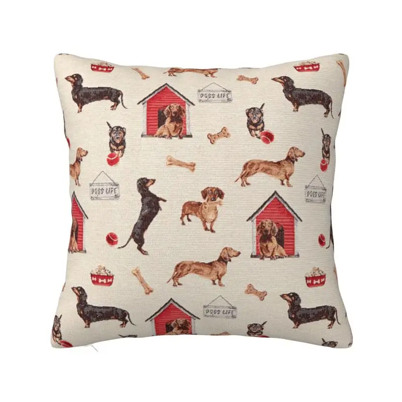 Cute Badger Dogs Dachshund Throw Pillow Case Decor Home Cute Sausage Wiener Cushions Cover For Sofa  Square Polyester Pillowcase