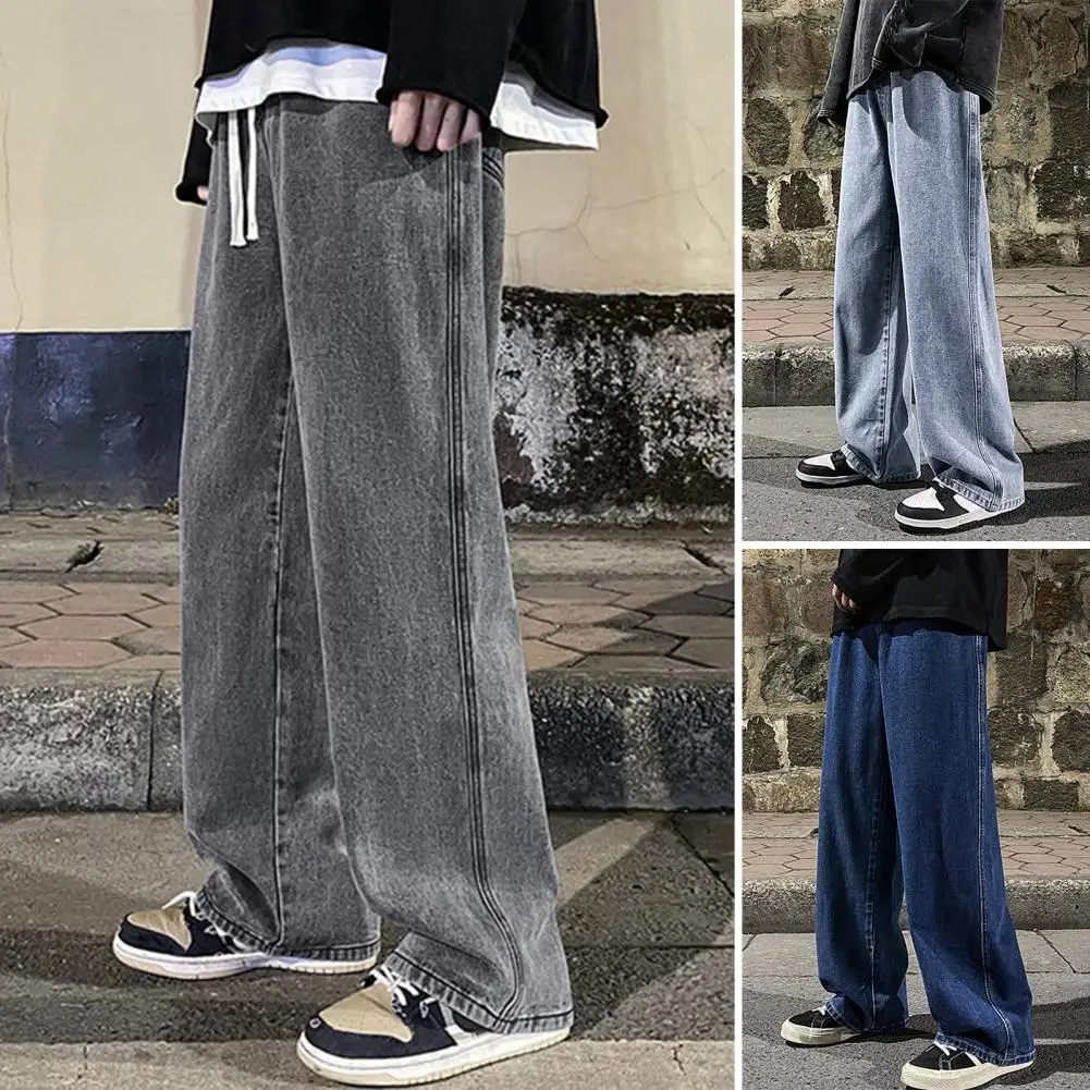 Pantalones vaqueros de pierna ancha para hombre, Jeans holgados, rectos, versión coreana, informales, para estudiantes, color negro, gris y azul, 2023