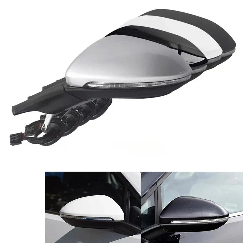 Power Heated Side Mirror Assembly with Turn Signal Light for VW Golf 7 MK7 2013-2017, Left & Right Side, 6/9/13 Wires Compatible