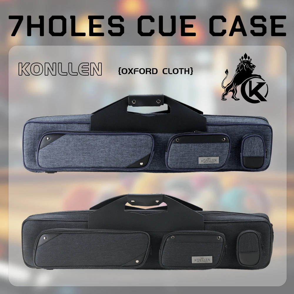 KONLLEN Pool Cue Case with 7 holes, Pool Stick Case, Holds 3 Butts and 4 Shafts pool cue bag, waterproof Billiard cue case