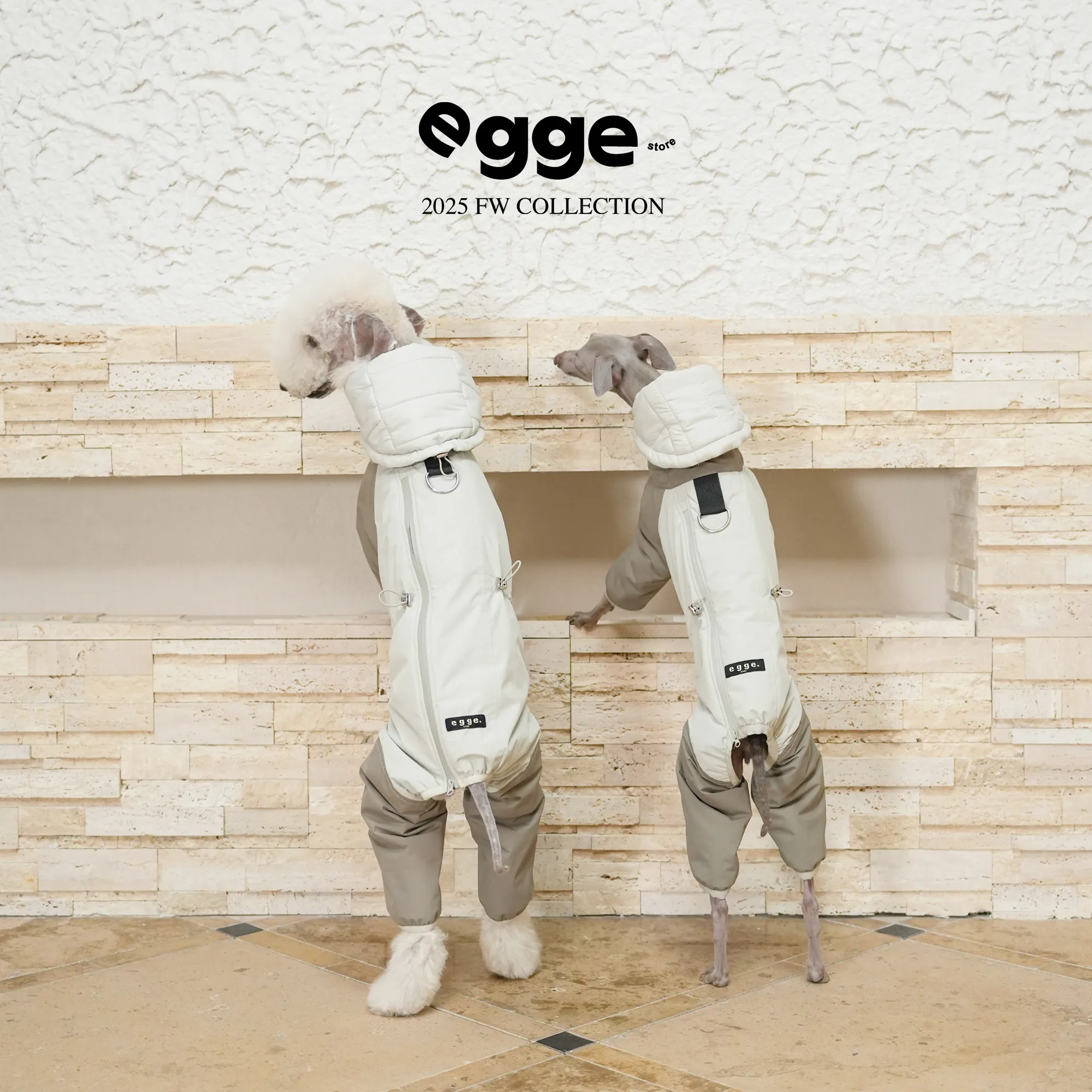 EGGE Winter Autumn Khaki Grey Thermal Padded Coat for Italian Greyhound 4-Legged Cozy Warm Jacket with Hat for Small Mid Dogs